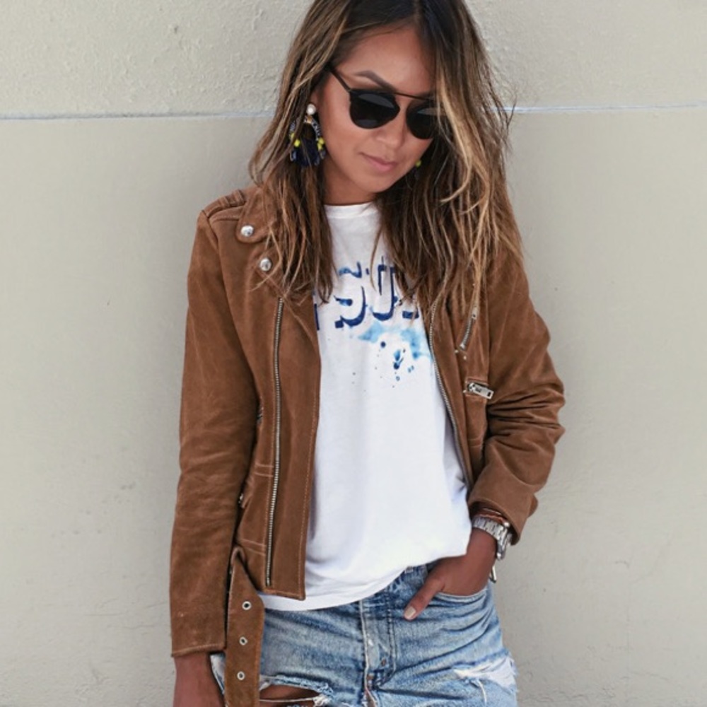 the Kooples Moto Biker Suede Leather Jacket